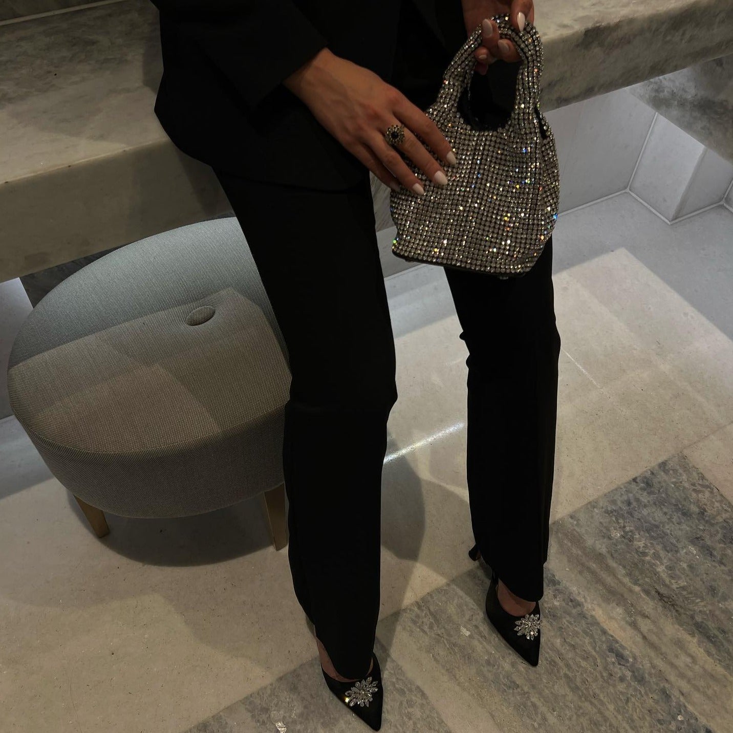 Glamorous Mini Handbag with Rhinestone Detail