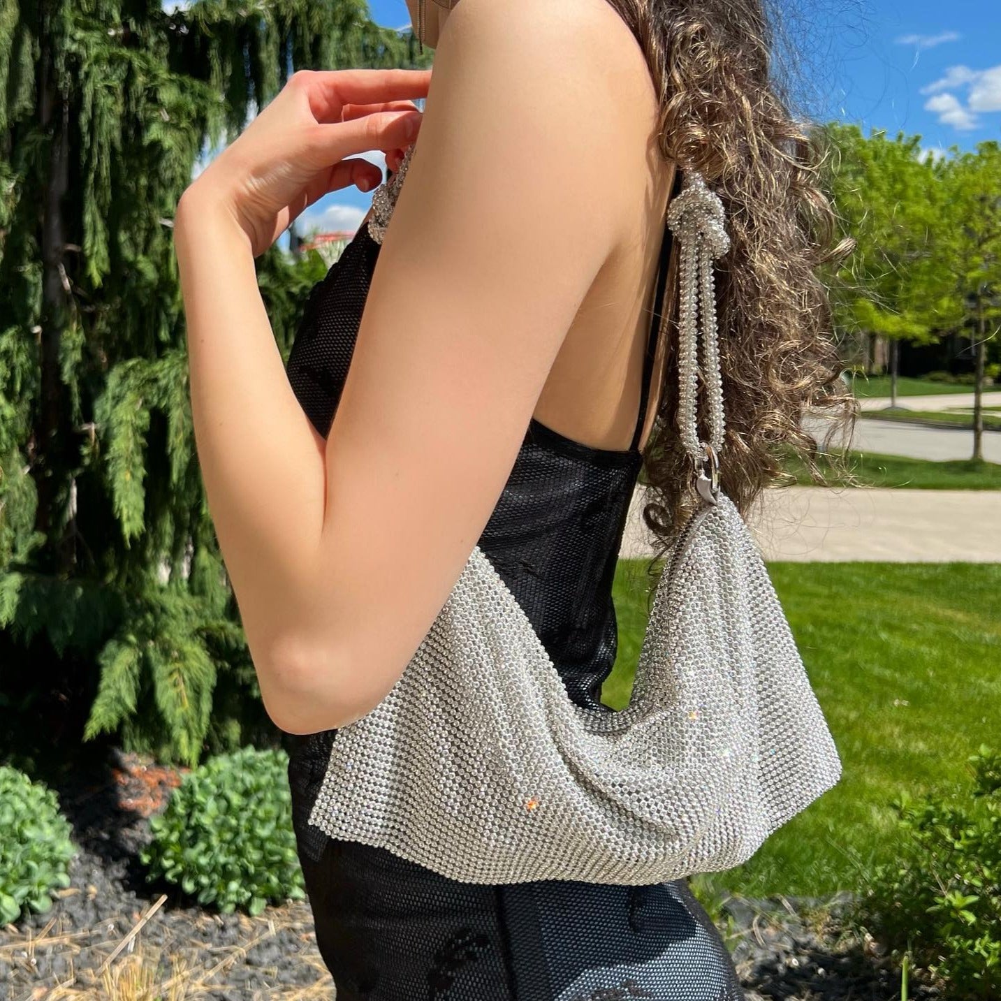 Luxury Shiny Bag with Chain Detail