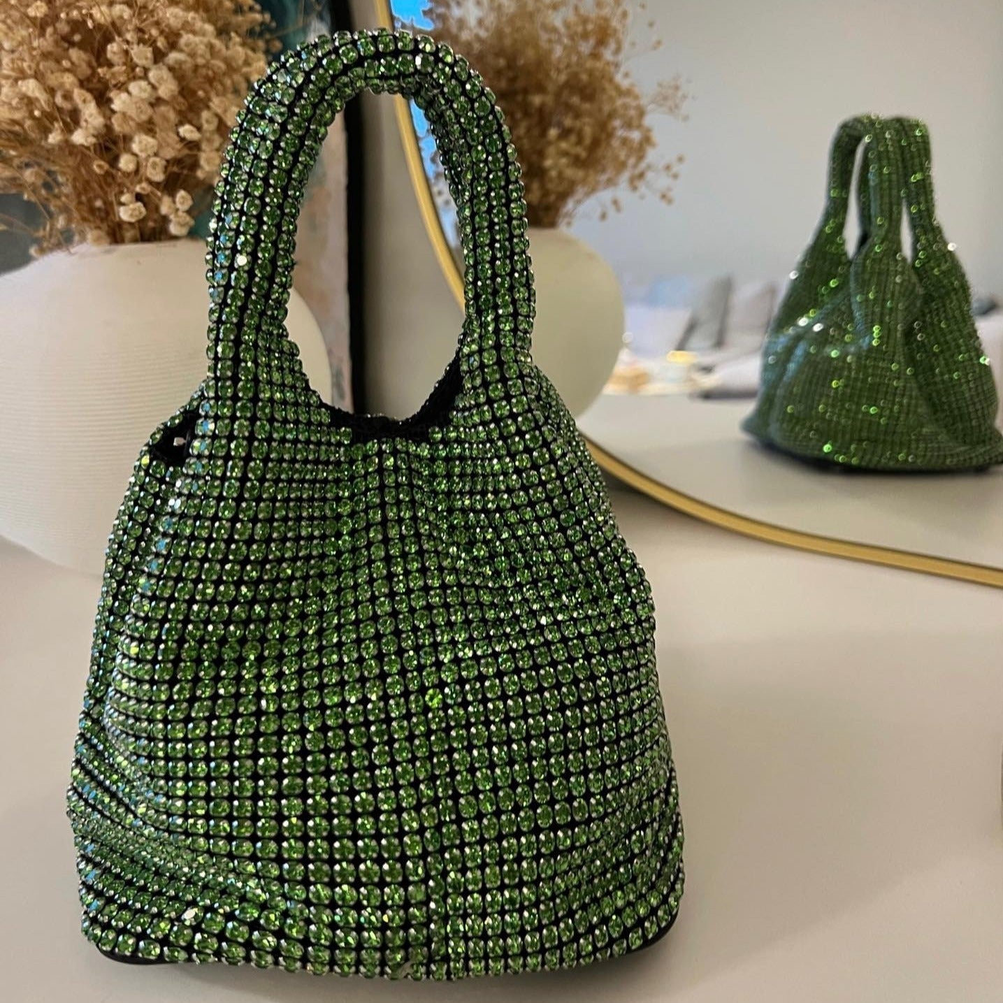 Glamorous Mini Handbag with Rhinestone Detail