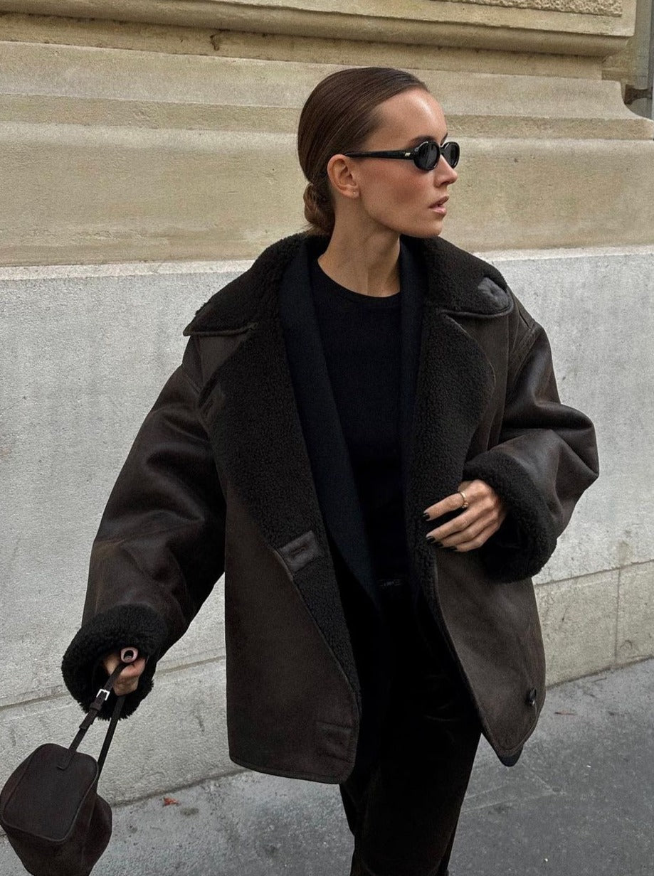 Aira | Biker Look Winter Jacket with Teddy Lining – Warm & Stylish
