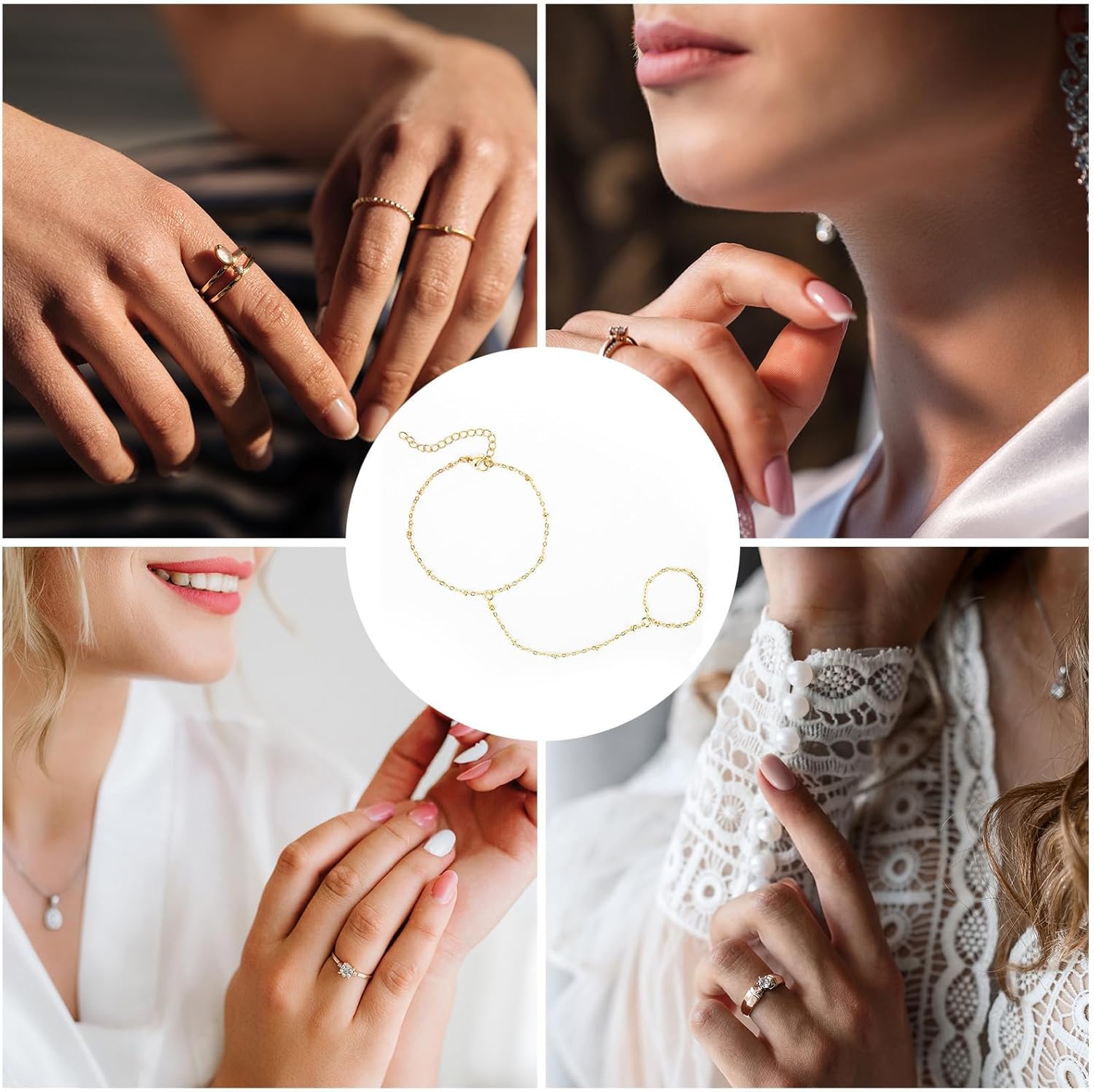 Quincy | Dual Gold Hand Chain and Bracelet