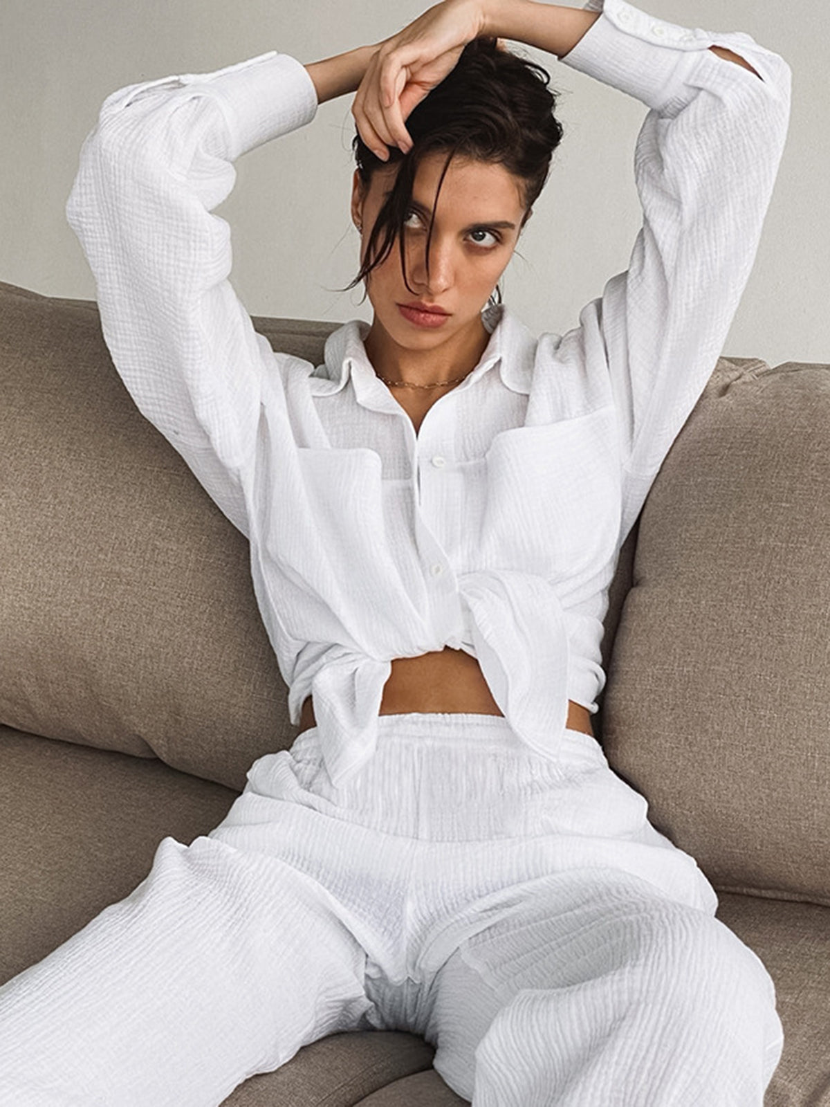 Ebba | Women's Minimalist Cotton Two-Piece Outfit