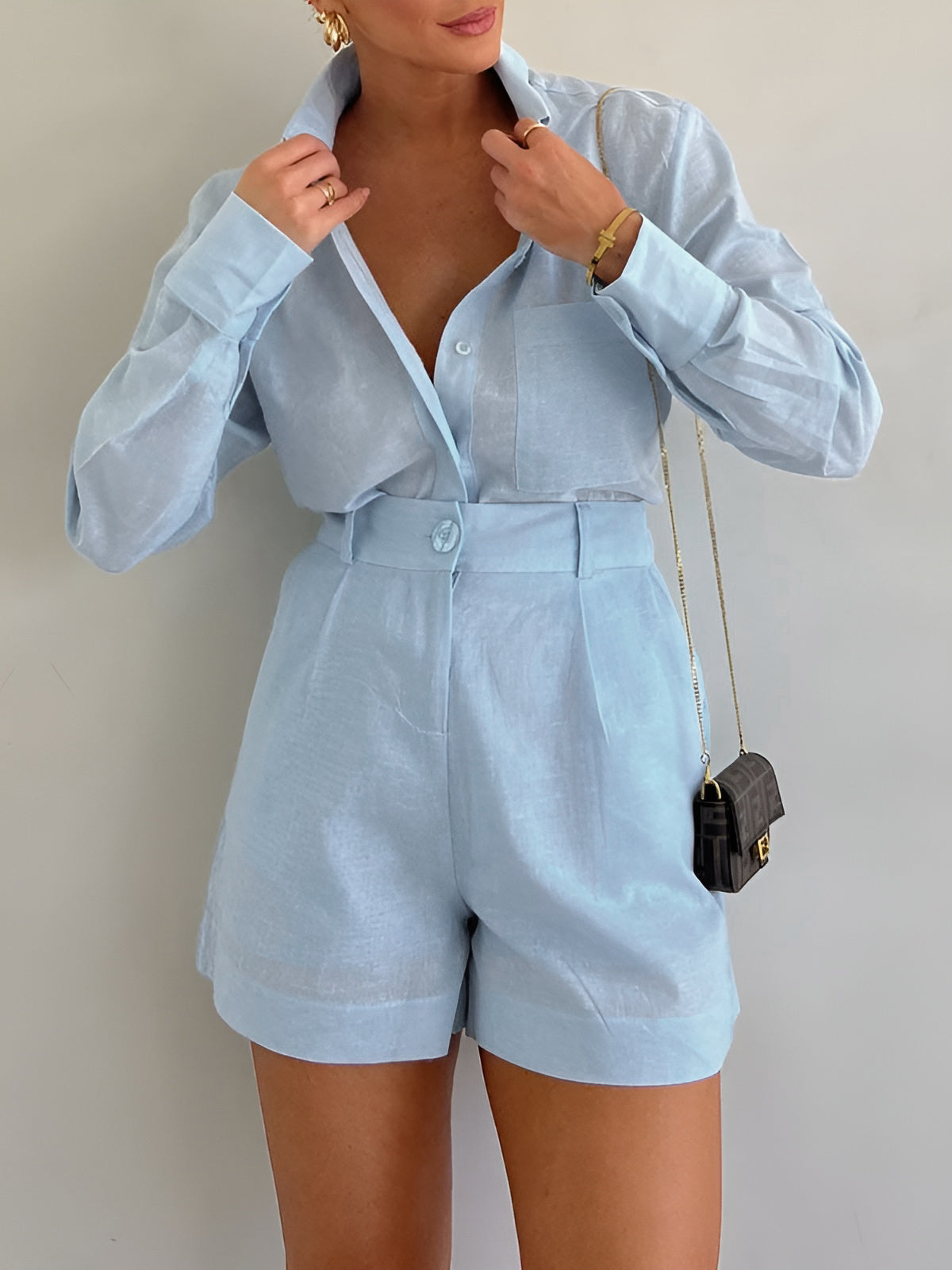 Dona | Women's Two-Piece Cotton Set – Blouse & Shorts for a Stylish Summer