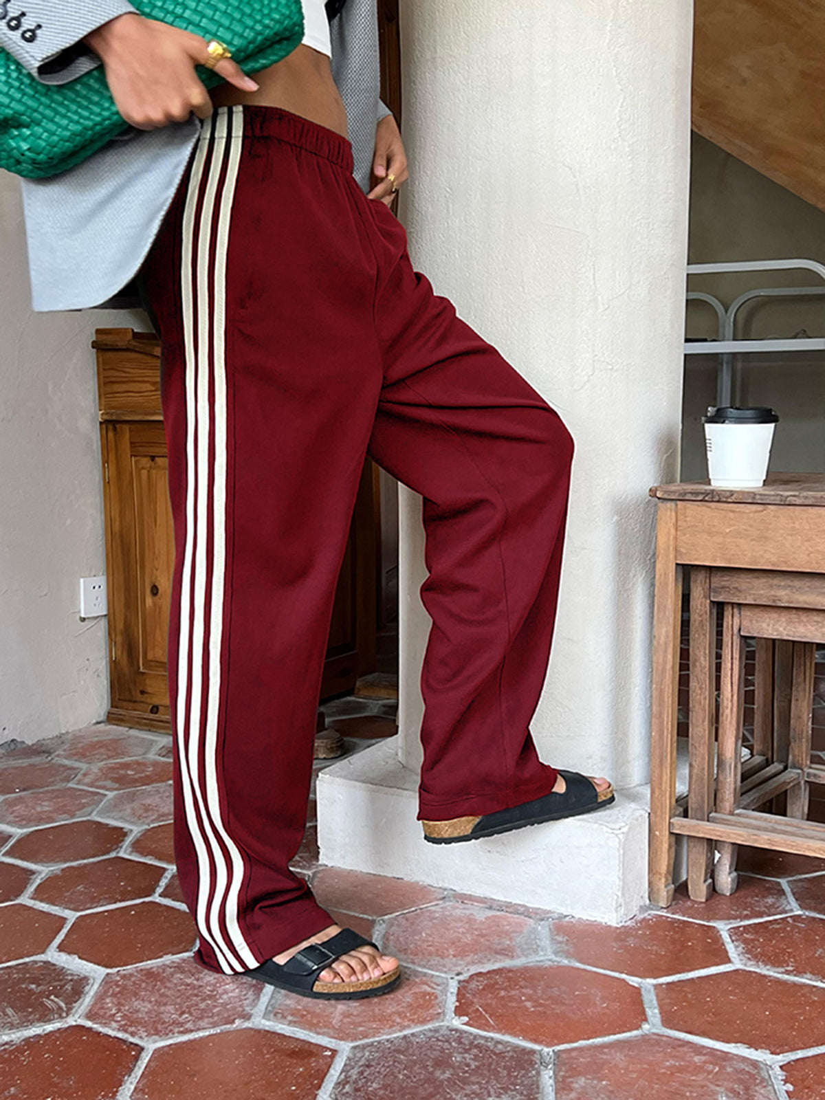 Women's Striped High-Waisted Patchwork Pants – Stylish & Comfortable