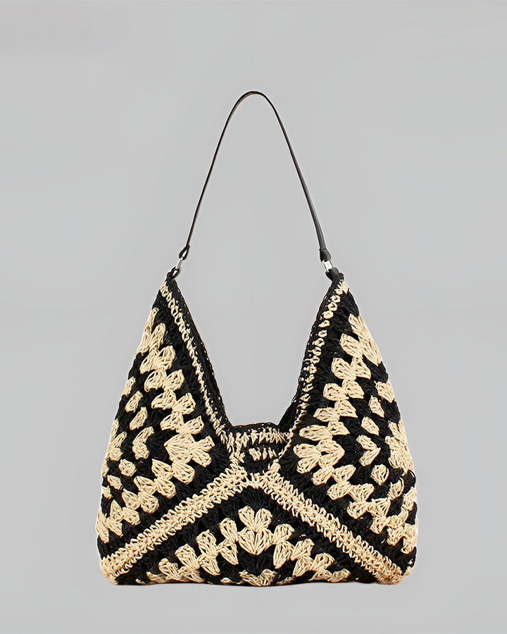 Ofelia | Vintage Crocheted Macramé Shoulder Bag Straw