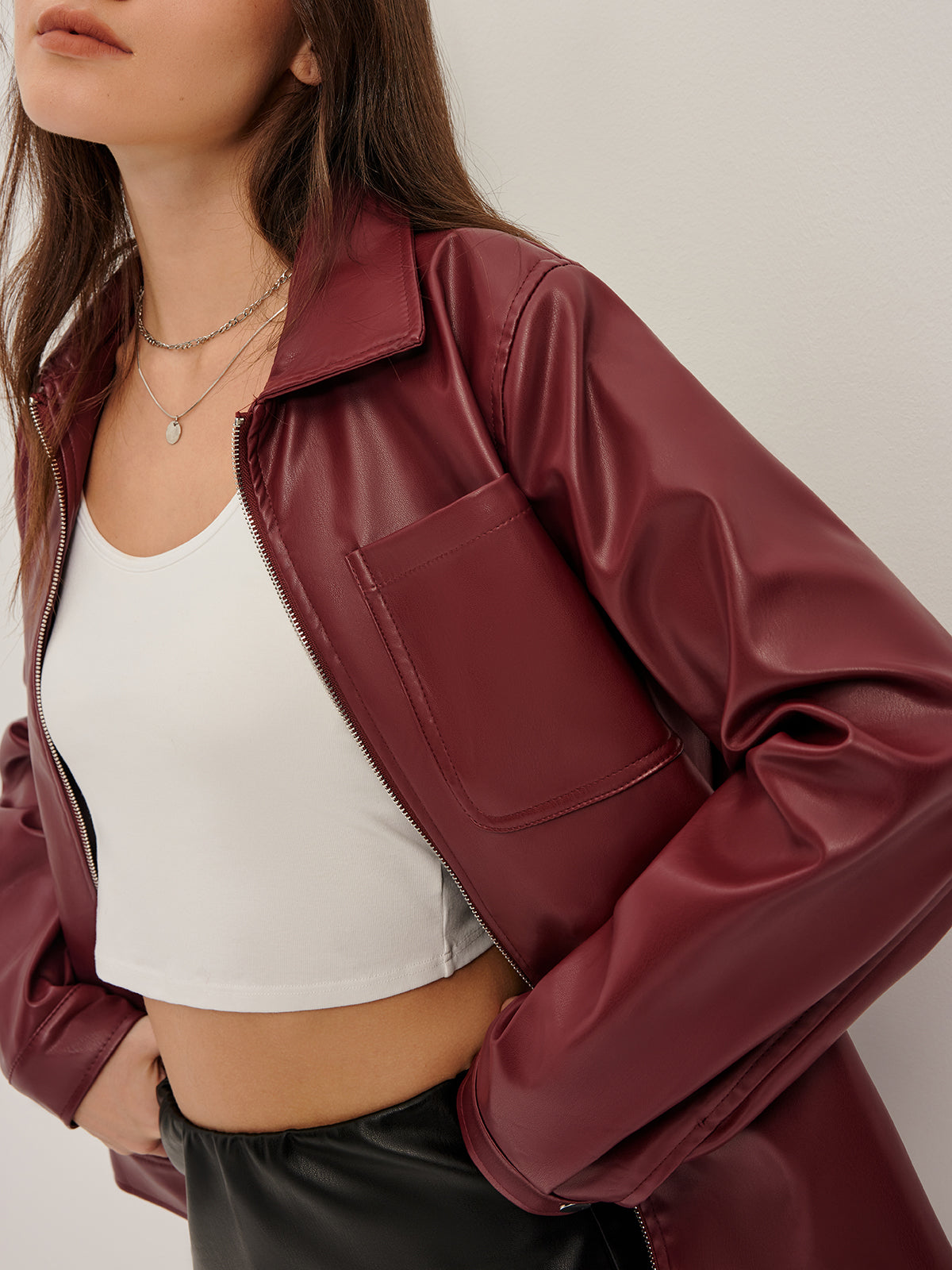 Nalani | Retro Jacket Made of Vegan Leather with Zipper – Regular Fit for Women