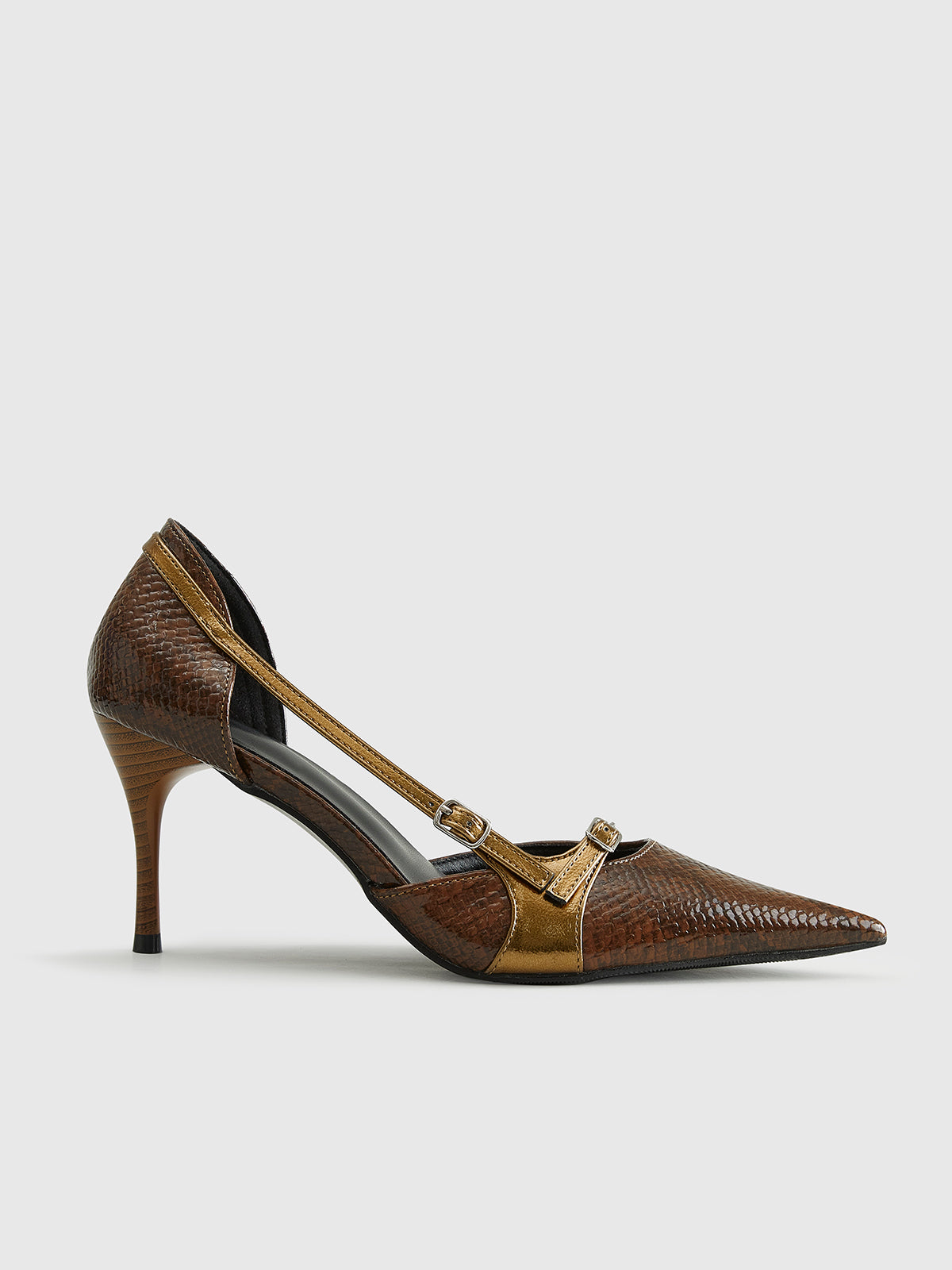 Lynar | Stylish Snake-Print Heels with Buckle Detail