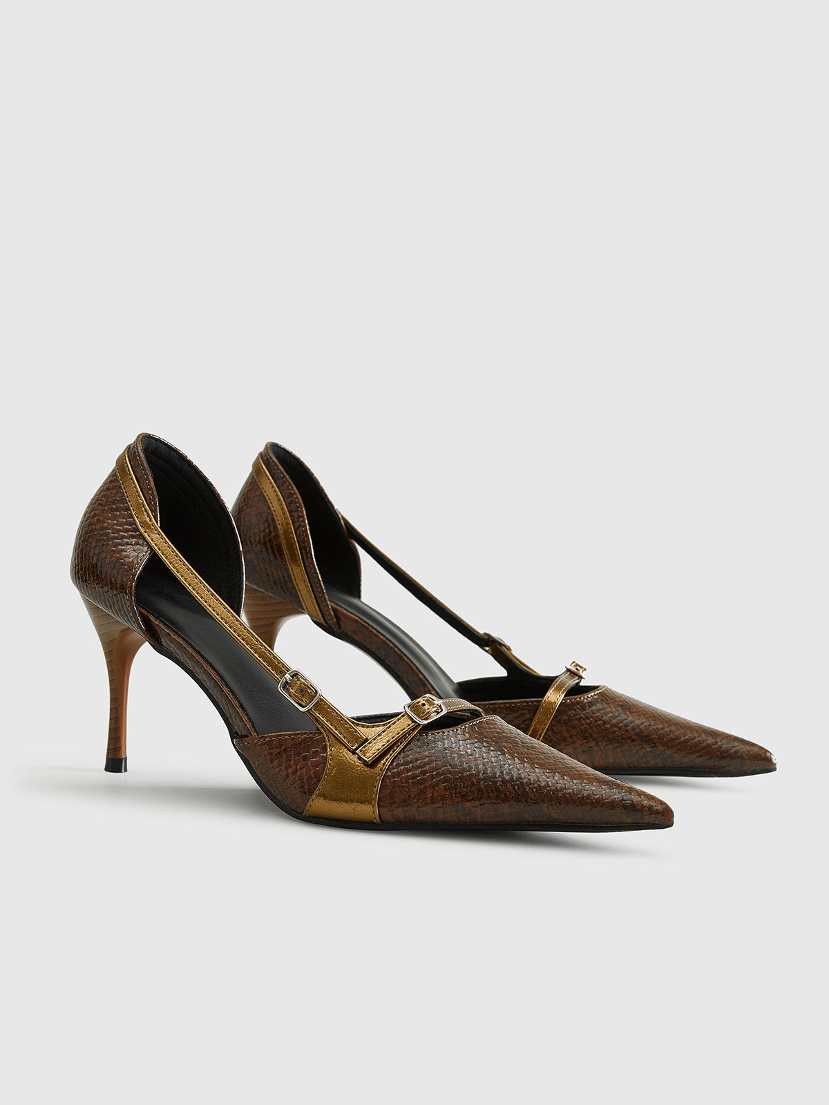 Lynar | Stylish Snake-Print Heels with Buckle Detail