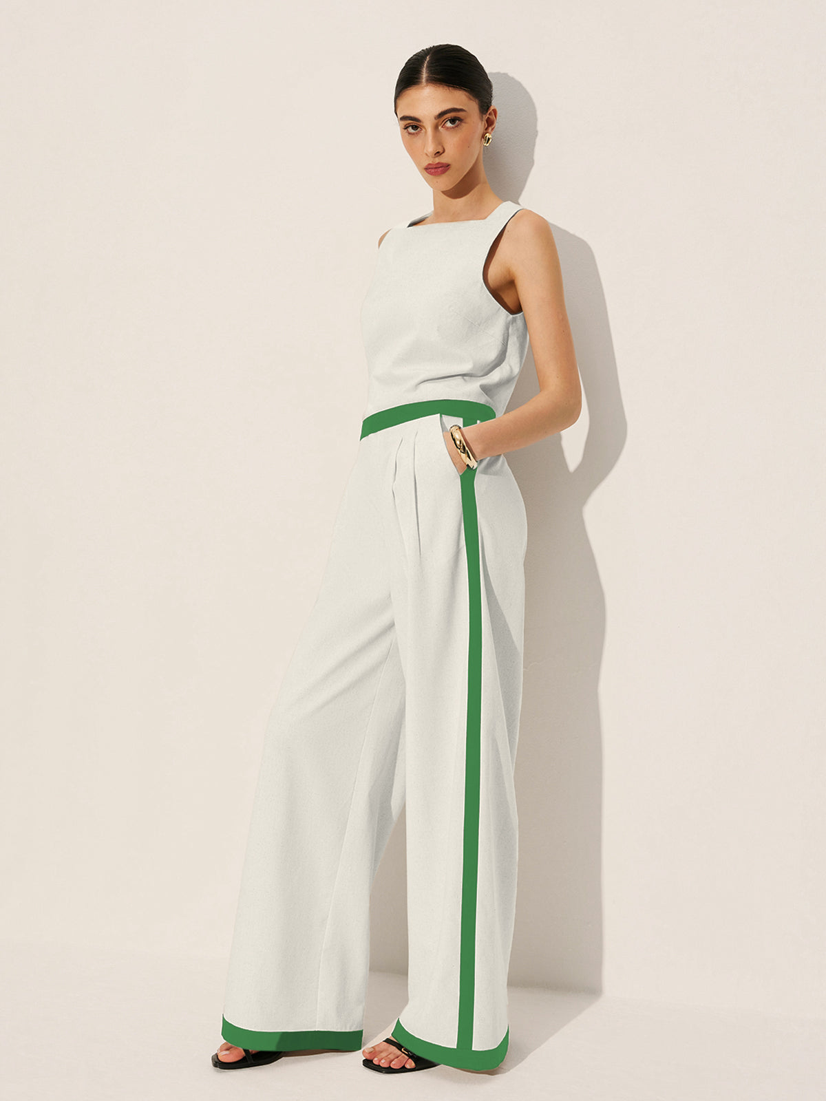 Loren | Women's Linen Cotton Suit with Contrasting Accents