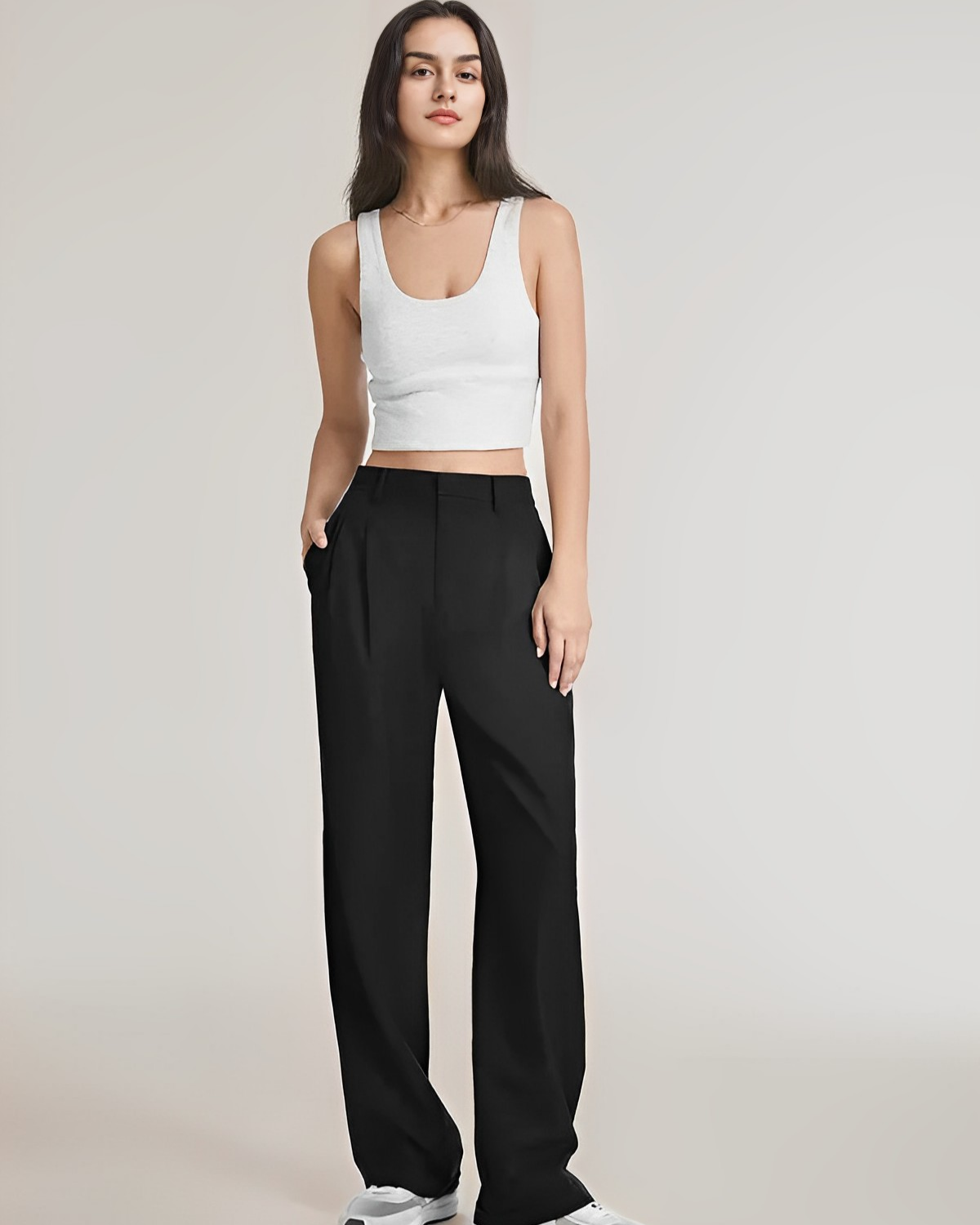 High-Waisted Wide-Leg Trousers
