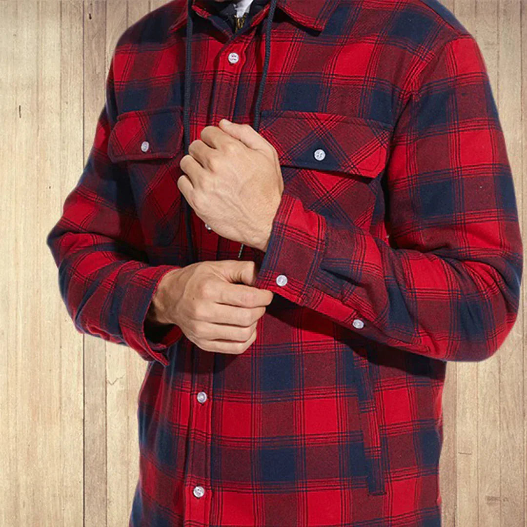Florian - Men's Hooded Jacket with Plaid Design