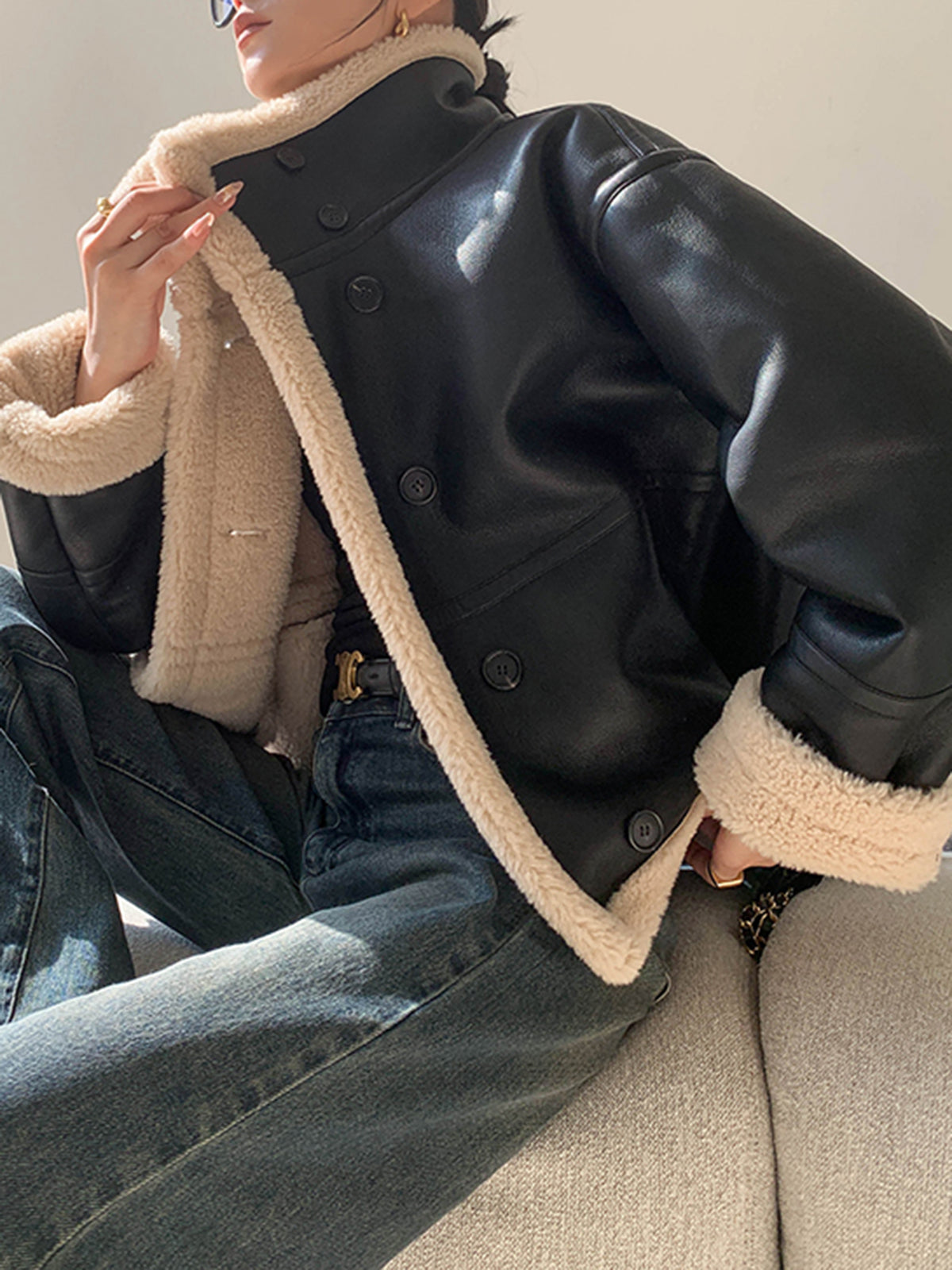 Creete | Fleece Lined Leather Jacket for Women - Warm and Comfortable