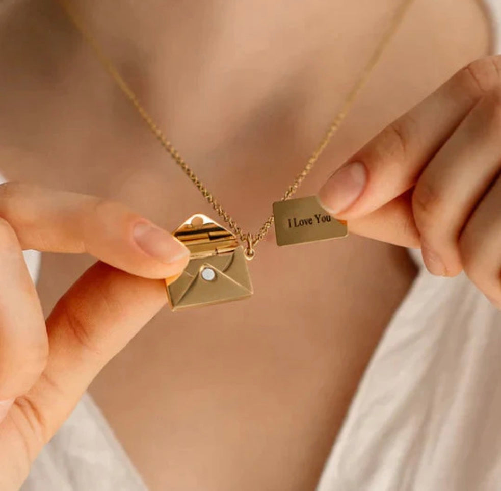 Nula | Stainless Steel Love Letter Envelope Necklace