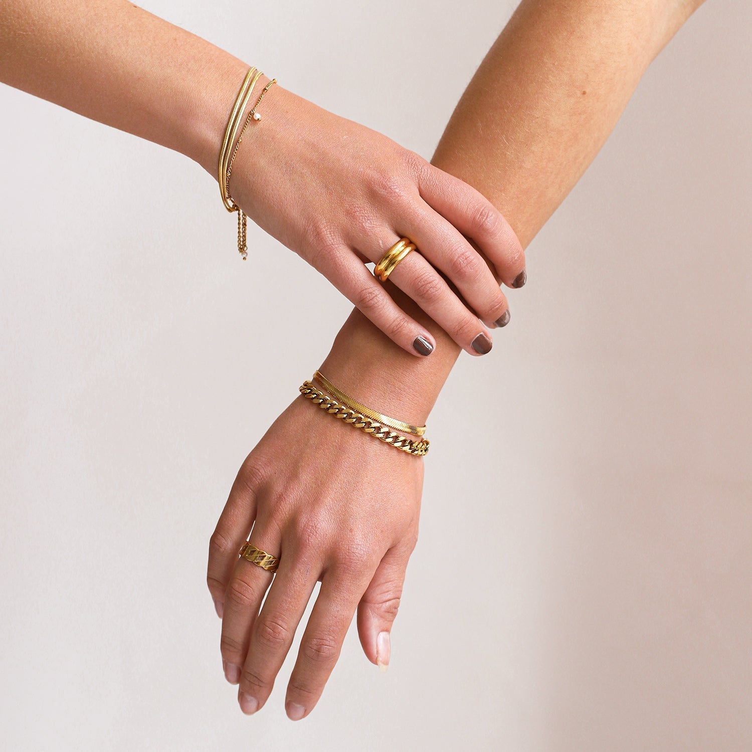 Yesminne | Waterproof Double Bracelet in Gold-tone Stainless Steel