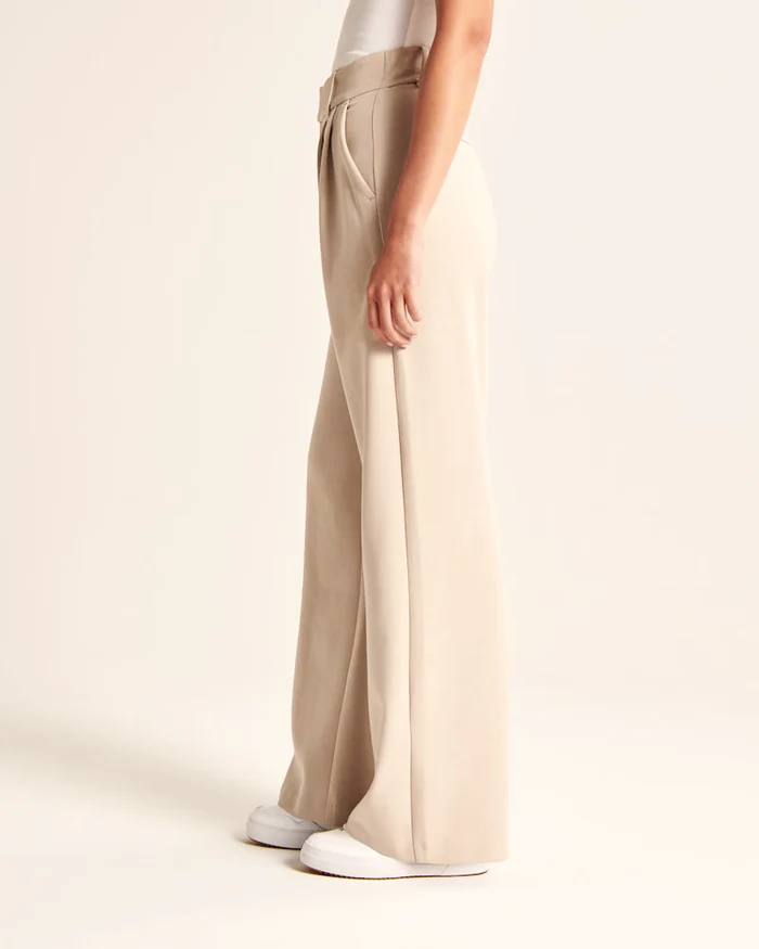 Elisa | Beige Loose-Fit Wide-Leg Pants