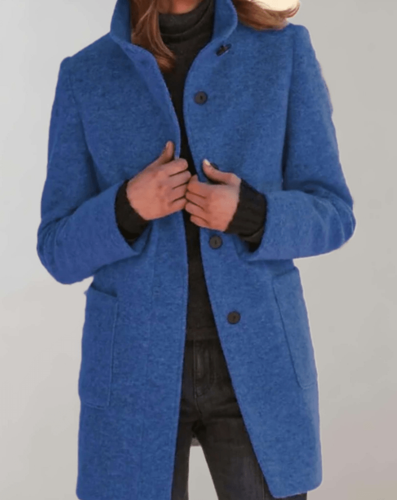 Gerdi | Women's Winter Coat - Wool Blend with High Neck and Practical Pockets