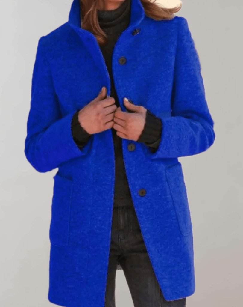 Gerdi | Women's Winter Coat - Wool Blend with High Neck and Practical Pockets