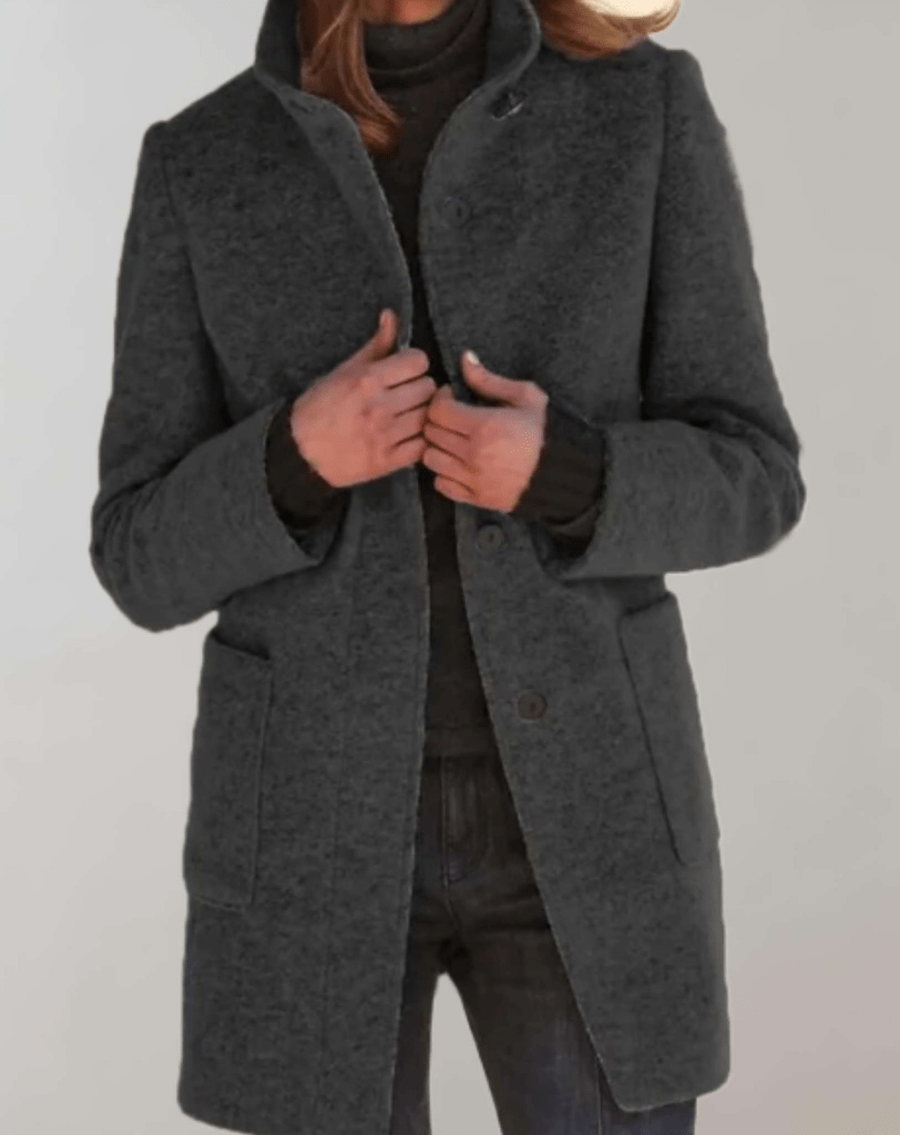 Gerdi | Women's Winter Coat - Wool Blend with High Neck and Practical Pockets