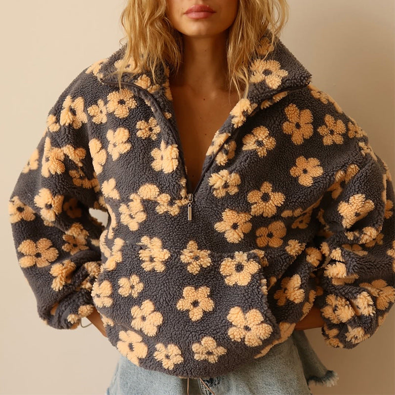 Mila | Cozy Floral Fleece Pullover