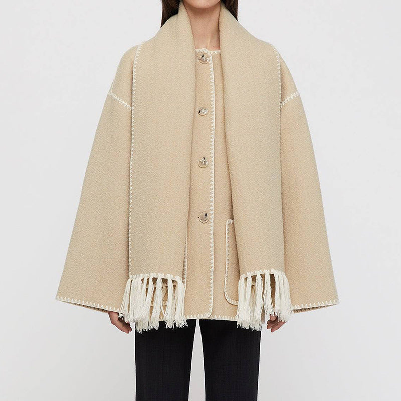 Tems I Luxe Wool Coat with Scarf