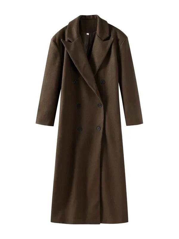Jora | Oversized Wool Coat for Women – Double-Breasted Long