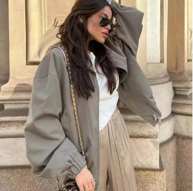 Oona | Women's Oversized Bomber Jacket - Lightweight and Comfortable
