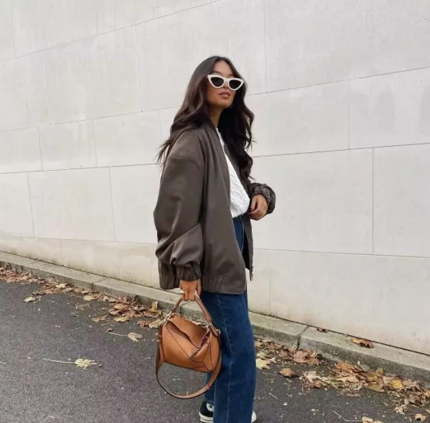 Oona | Women's Oversized Bomber Jacket - Lightweight and Comfortable