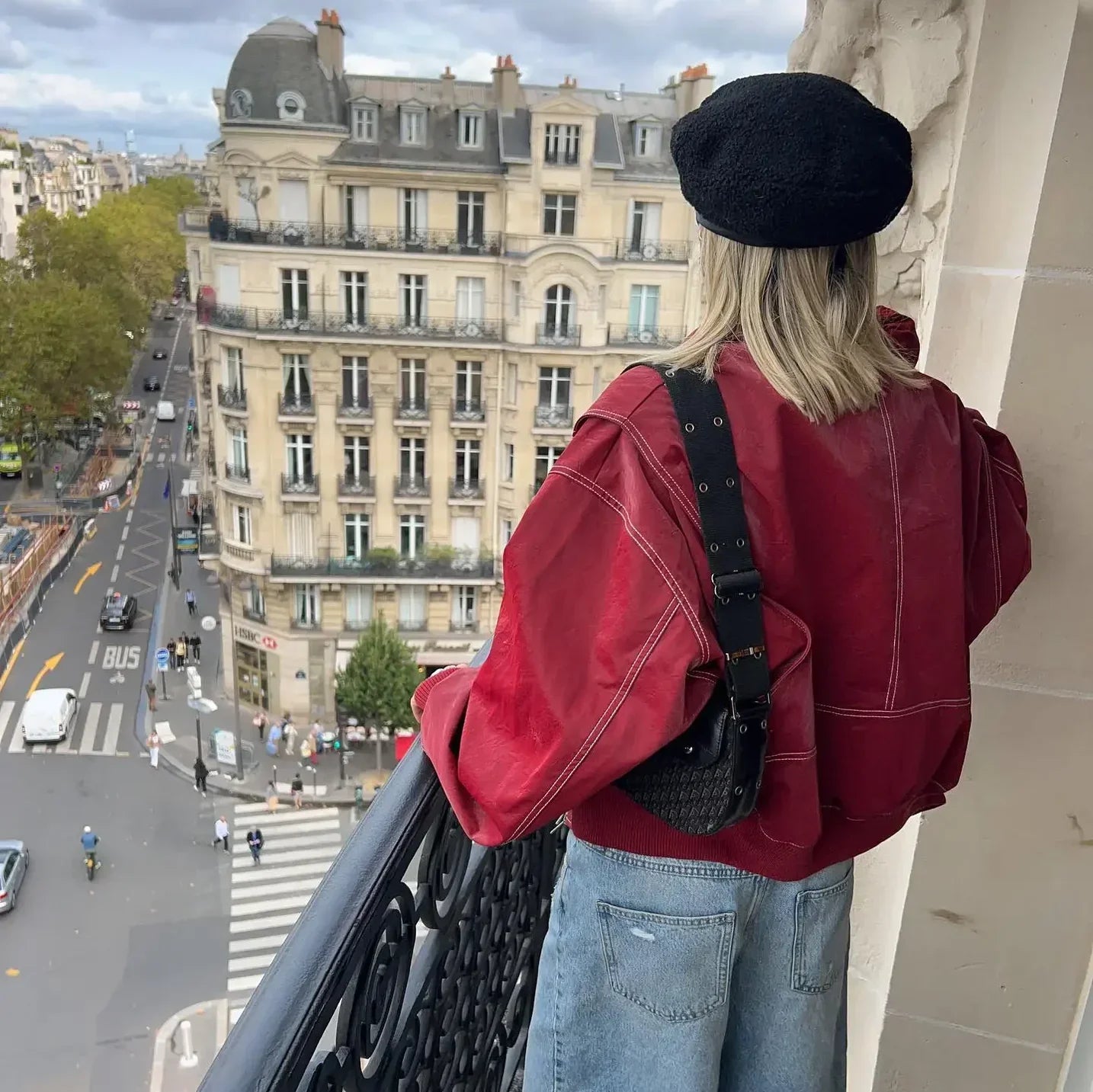Noa | Oversized Red Leather Jacket