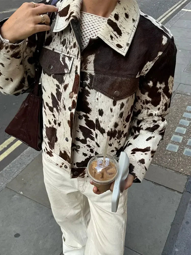 Marella | Women's Jacket with Cow Print – Vintage Look, Unique & Trendy