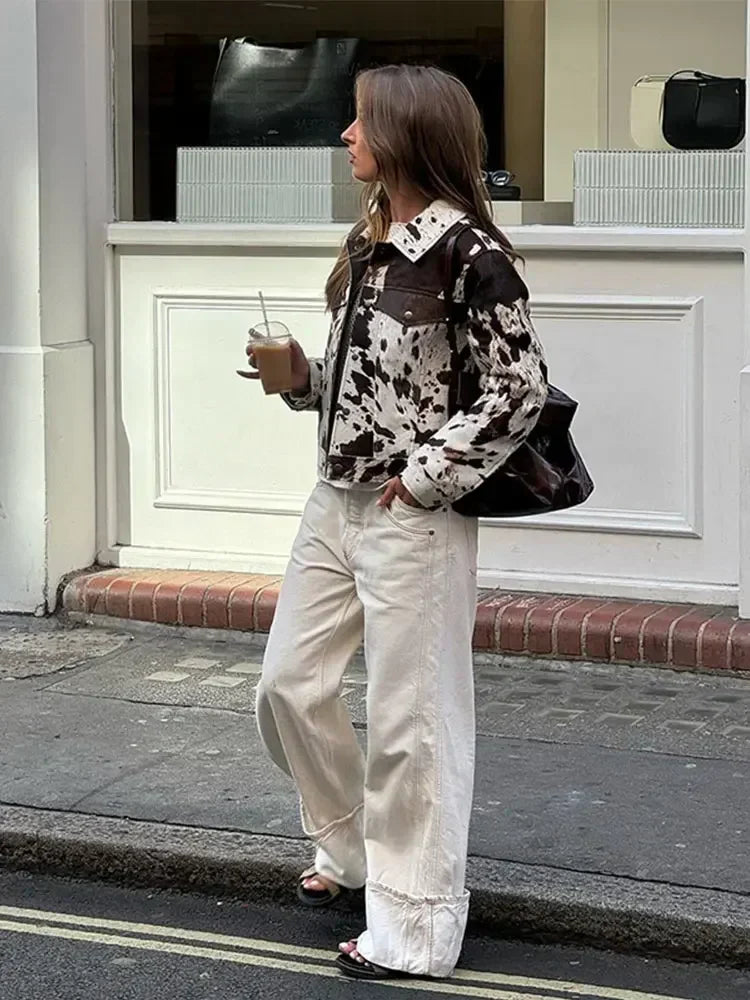Marella | Women's Jacket with Cow Print – Vintage Look, Unique & Trendy