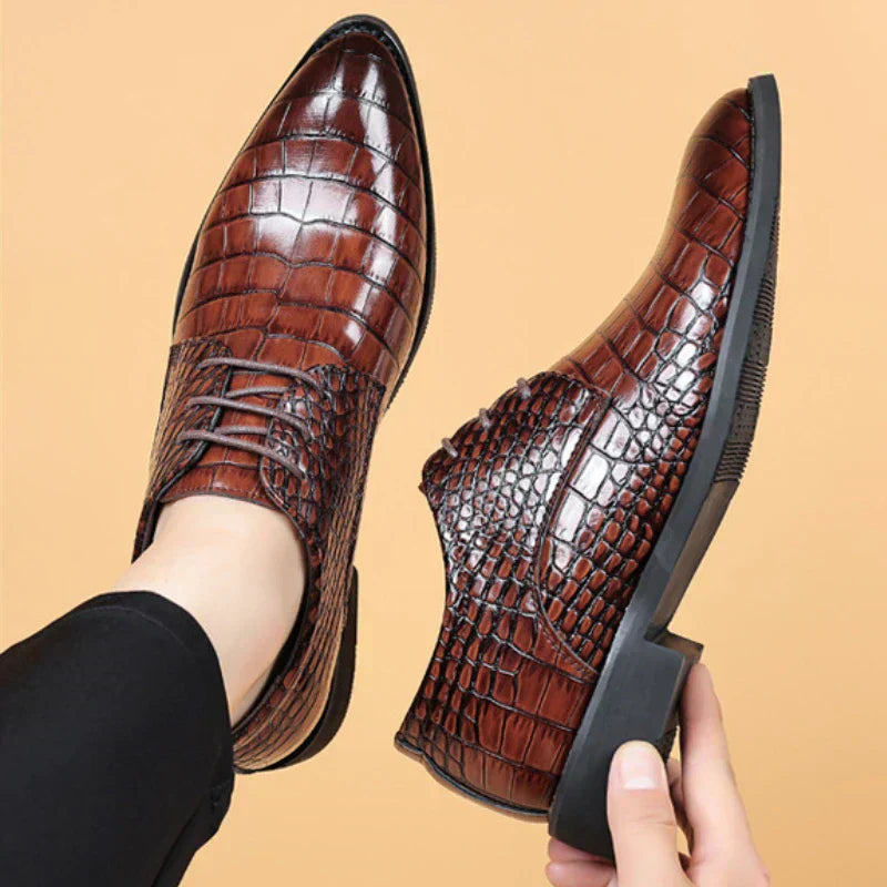 Lucas™ - Chic Crocodile Textured Vegan Leather Footwear