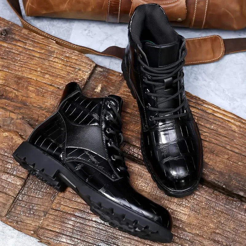 Isaac™ - Chic Crocodile Leather Chelsea Boots