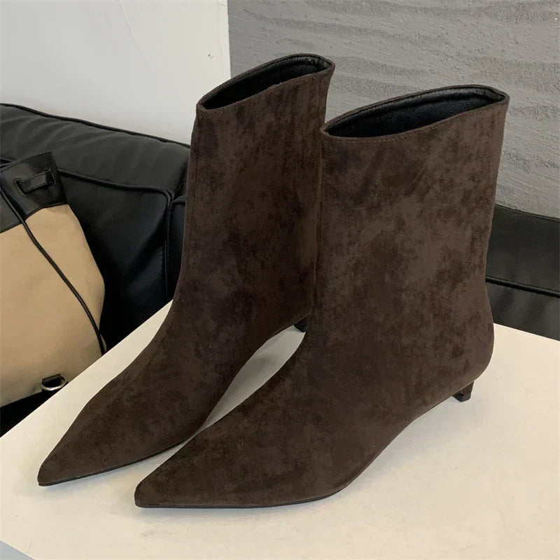 Chic Suede Ankle Boots with Sleek Stiletto Heel