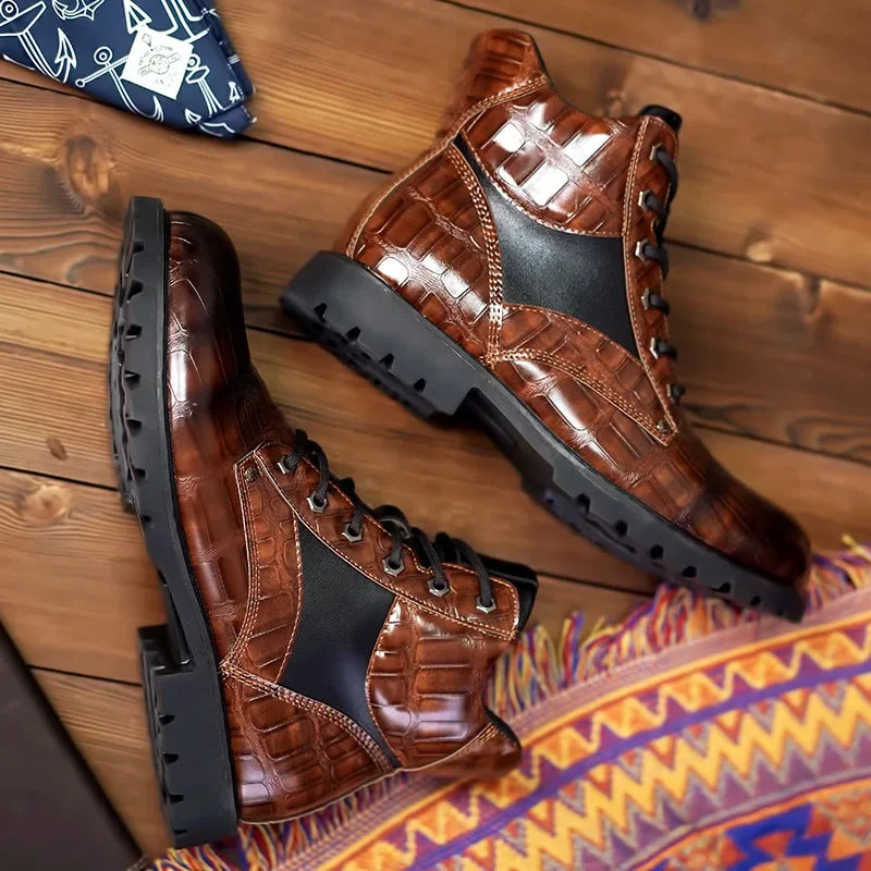 Isaac™ - Chic Crocodile Leather Chelsea Boots