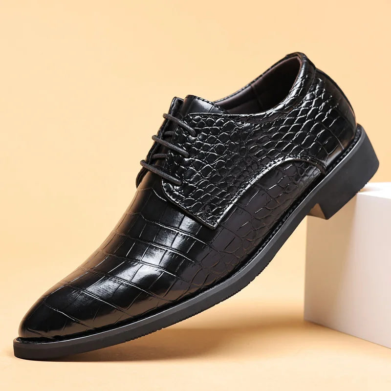 Lucas™ - Chic Crocodile Textured Vegan Leather Footwear