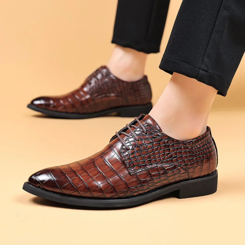 Lucas™ - Chic Crocodile Textured Vegan Leather Footwear