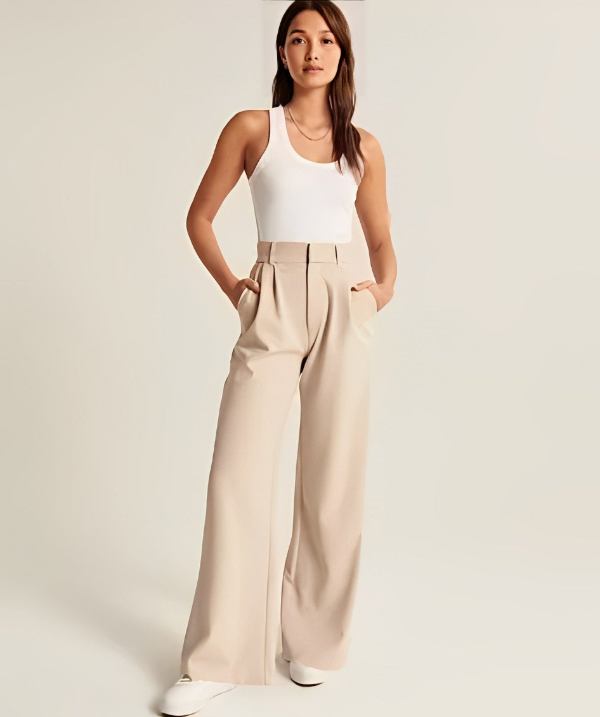 High-Waisted Wide-Leg Trousers
