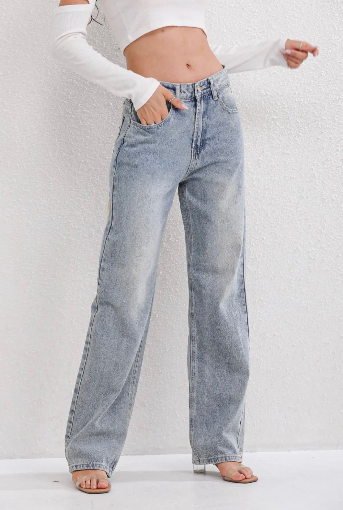 Burgina | Retro Distressed Jeans Featuring Distinctive Patchwork Accents
