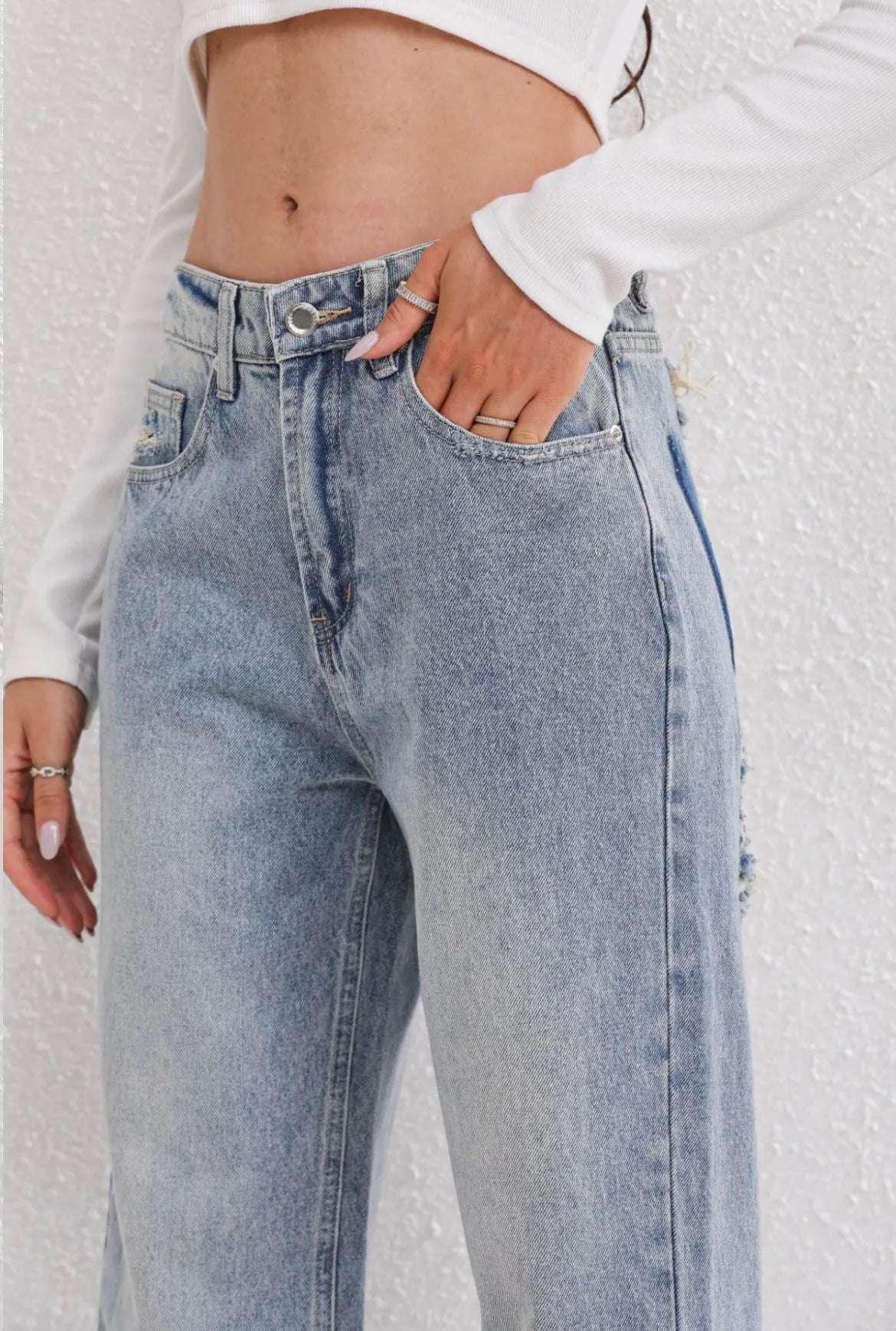 Burgina | Retro Distressed Jeans Featuring Distinctive Patchwork Accents
