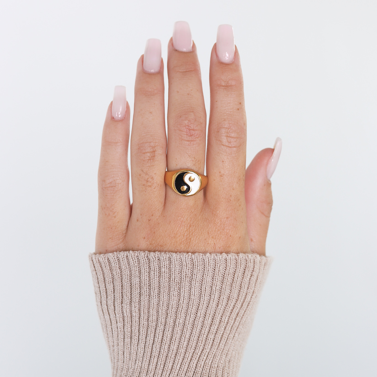 Women's Gold-Toned Stainless Steel Yin Yang Ring