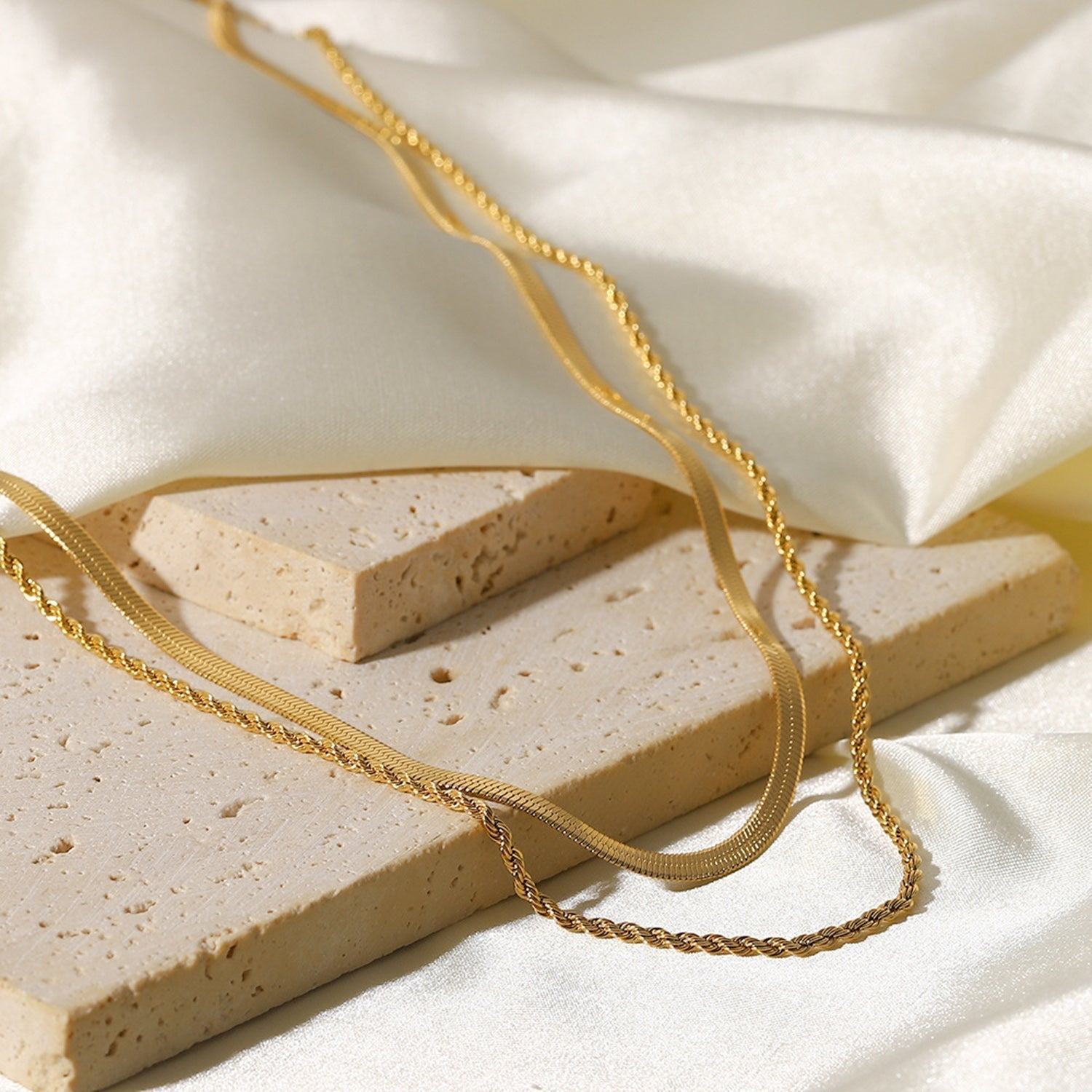 Maree | Double Link Layered Gold Necklace