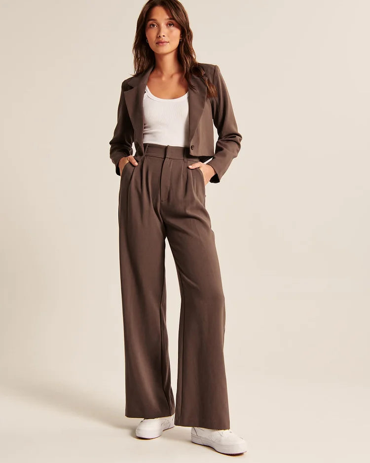 High-Waisted Wide-Leg Trousers