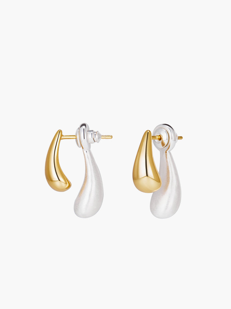 Two-Toned Water Drop Earrings