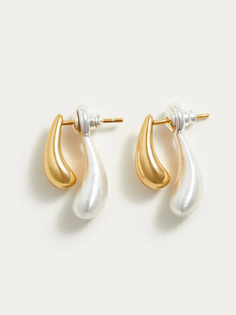 Two-Toned Water Drop Earrings