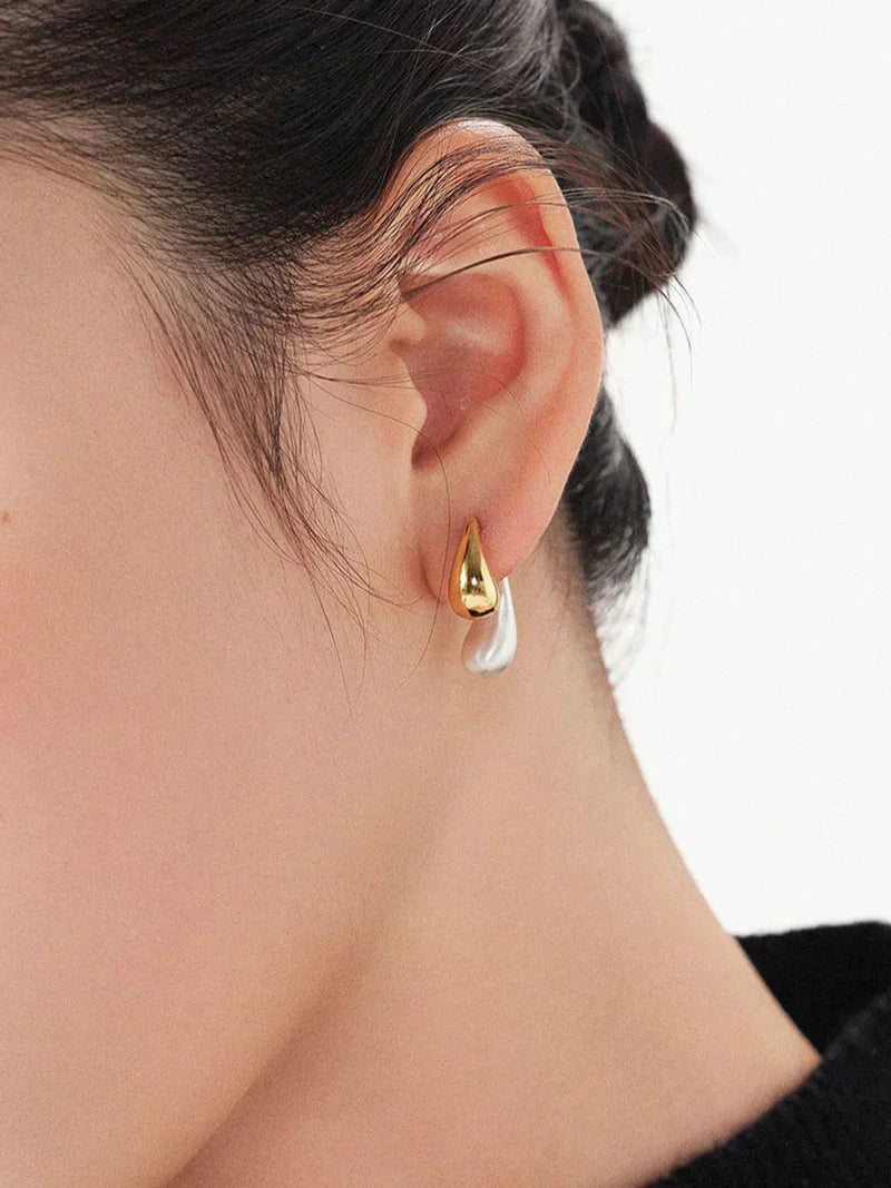 Two-Toned Water Drop Earrings