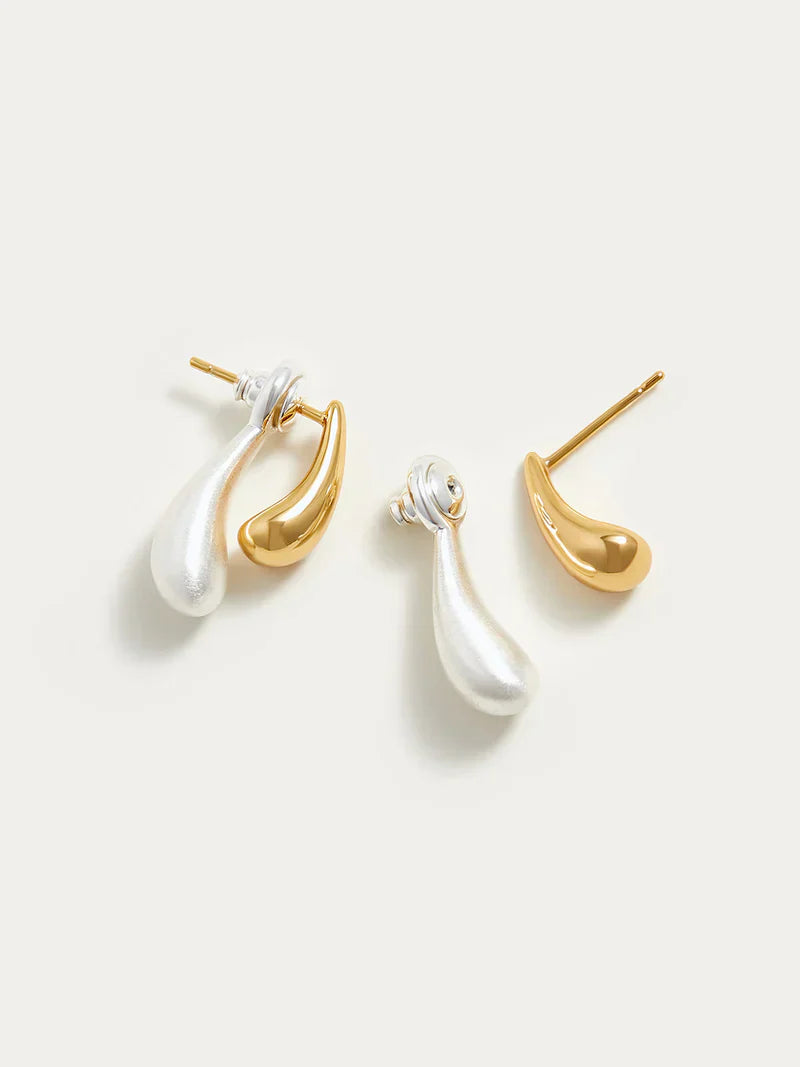 Two-Toned Water Drop Earrings