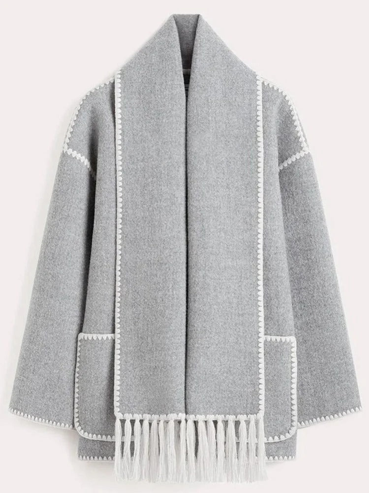 Tems I Luxe Wool Coat with Scarf