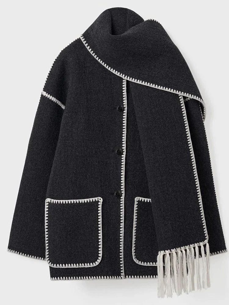 Tems I Luxe Wool Coat with Scarf