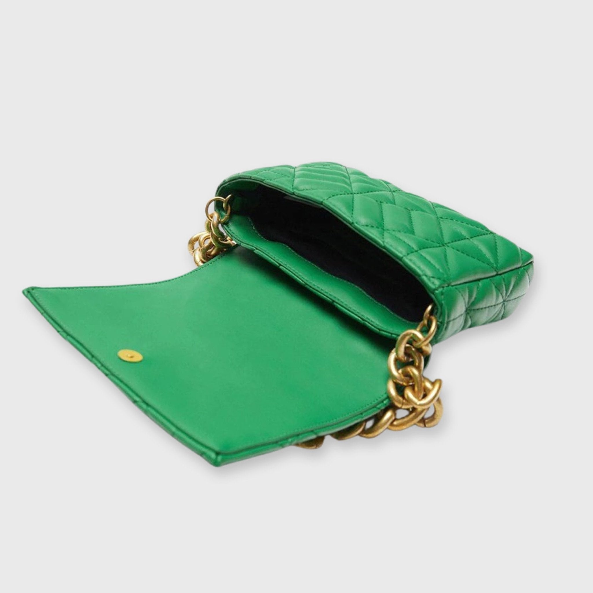 Macey | Green Vegan Leather Chain Bag