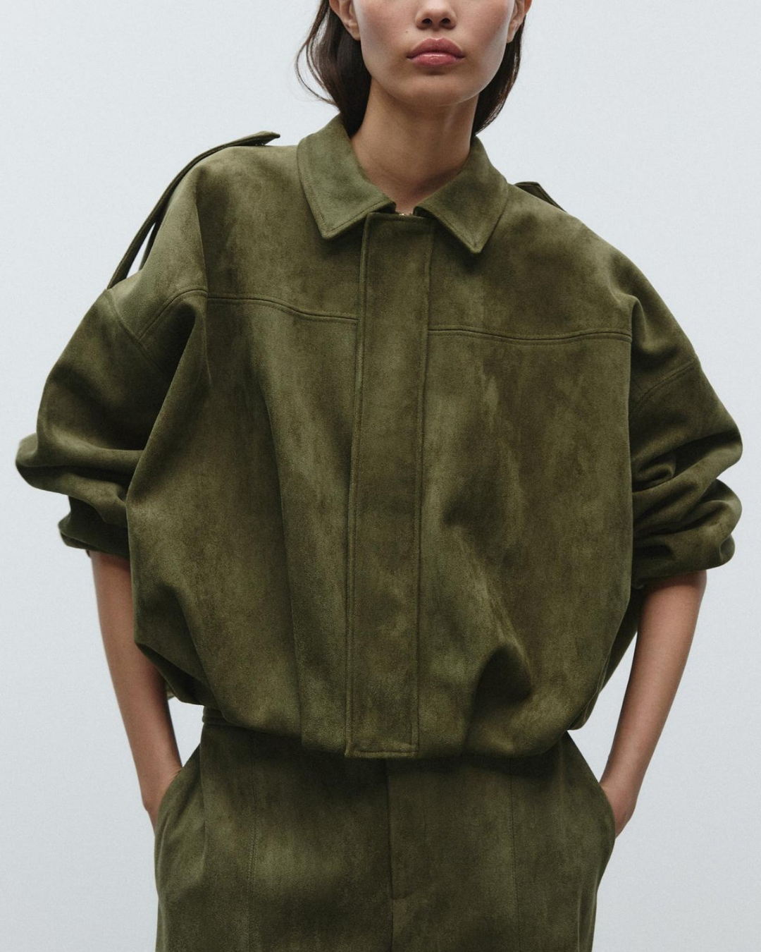 Fabiane | Oversized Suede Leather Jacket for Women – Warm & Stylish